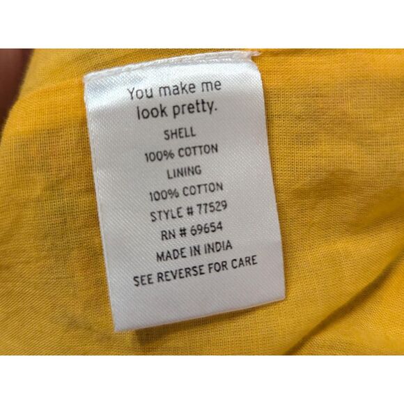 RAHI Anthropologie Floral Ruffle Mini Dress L Yellow Cotton Sleeve Cottagecore - Picture 4 of 7